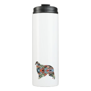 Termo Patrón geométrico de perro de Borzoi Tapa de silue