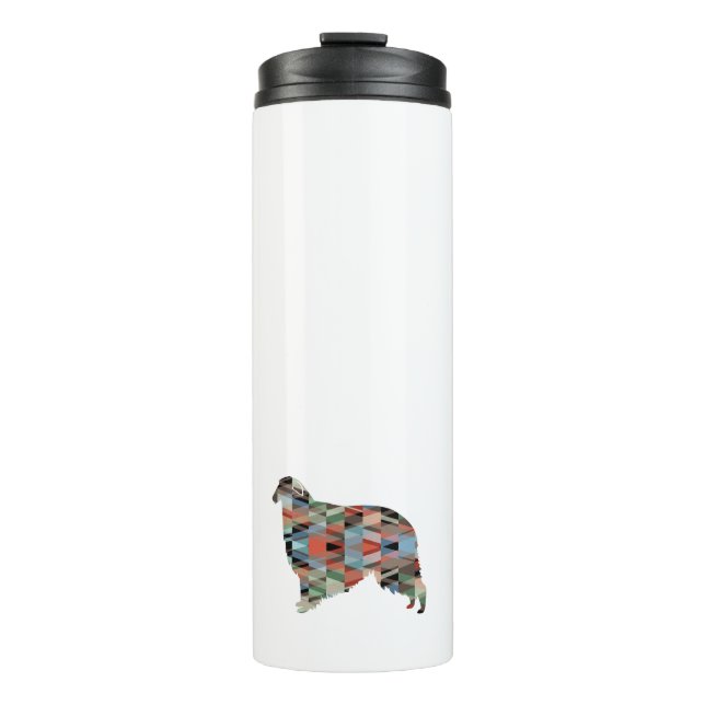 Termo Patrón geométrico de perro de Borzoi Tapa de silue (Anverso)