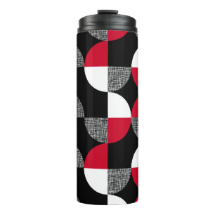 Termo Patrón geométrico de yeso negro, rojo y blanco.