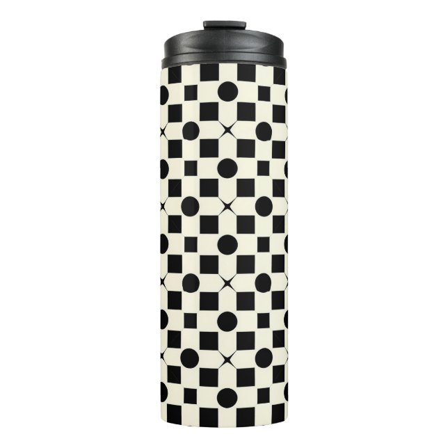 Termo Patrón geométrico en blanco y negro con círculos (Anverso)