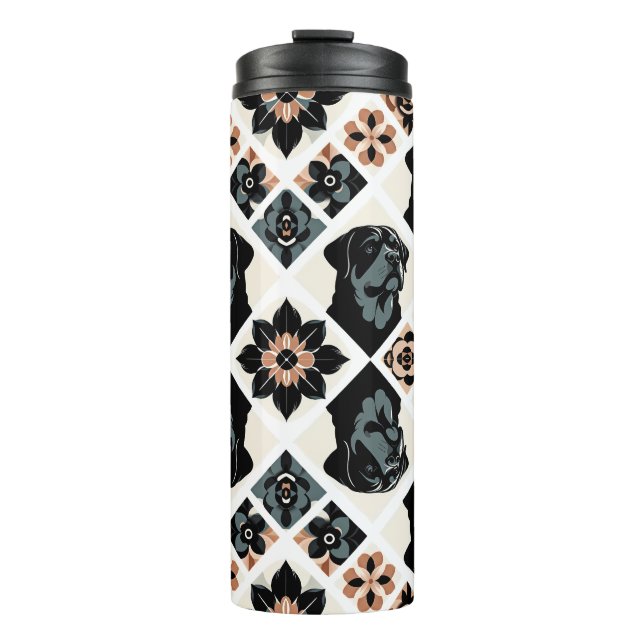 Termo Patrón geométrico floral de Rottweiler (Anverso)