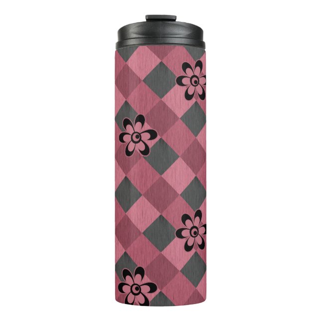 Termo Patrón geométrico geométrico gris con flores (Anverso)
