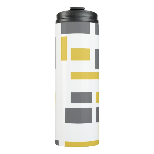 Termo Patrón geométrico gris amarillo moderno, simple y  (Anverso)