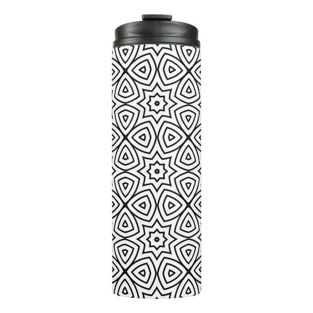 Termo Patrón geométrico moderno en blanco y negro (Anverso)