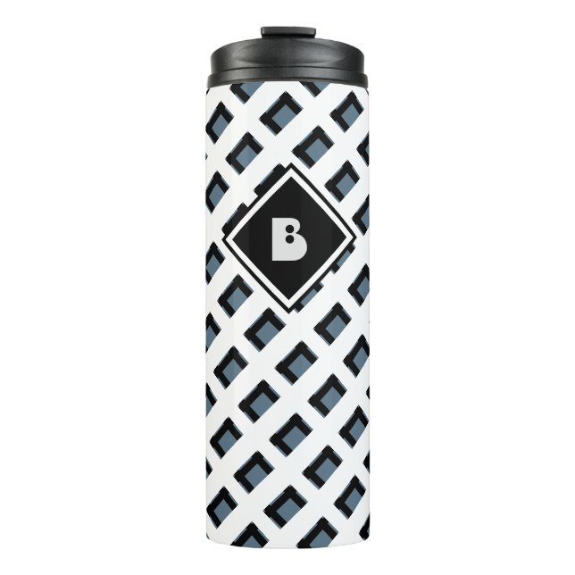 Termo Patrón geométrico moderno y divertido con monogram (Anverso)