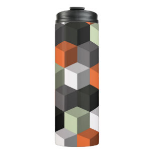 Termo Patrón geométrico sin fisuras con cubos y volumen