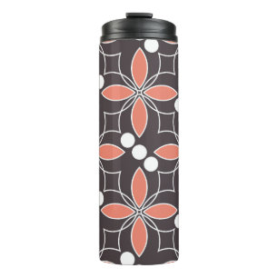 Termo Patrón geométrico sin foco con flores. arte.