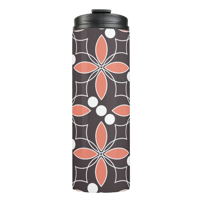 Termo Patrón geométrico sin foco con flores. arte.  (Anverso)
