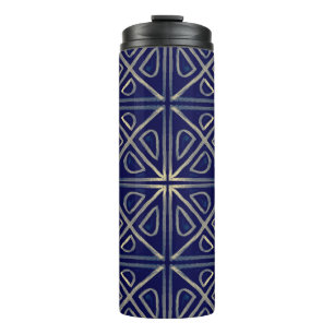 Termo Patrón Geométrico Tribal Azul Sin Marea. Ha rayado