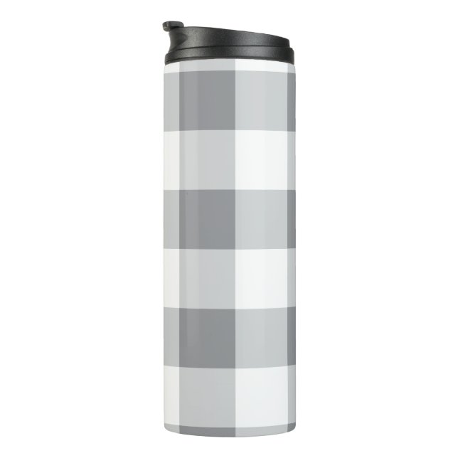 Termo Patrón Gingham Gris Y Blanco (Rotado hacia la derecha)