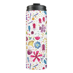 Termo Patrón Hedgerow Botánico Floral de acuarela