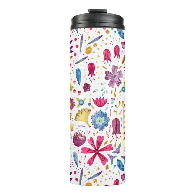 Termo Patrón Hedgerow Botánico Floral de acuarela (Anverso)