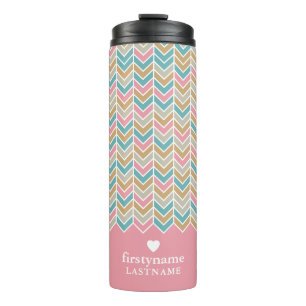 Termo Patrón Herringbone moderno - Oro azul rosado
