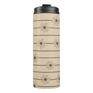 Termo Patrón horizontal Strip Brown Khaki Flower Y2K