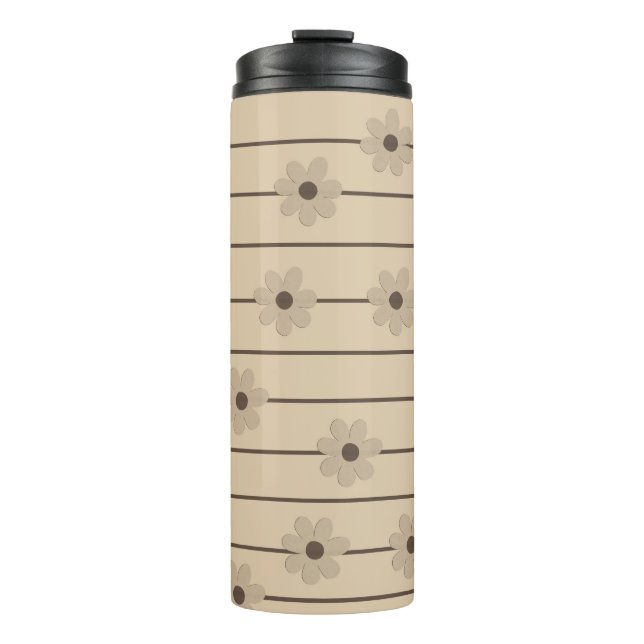 Termo Patrón horizontal Strip Brown Khaki Flower Y2K (Anverso)
