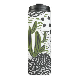 Termo patrón ininterrumpido con cactus sobre fondo blan