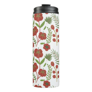 Termo Patrón ininterrumpido de flores rojas sobre fondo 