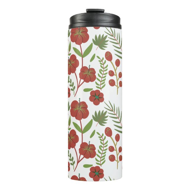 Termo Patrón ininterrumpido de flores rojas sobre fondo  (Anverso)