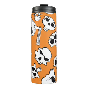 Termo Patrón ininterrumpido de Halloween con cráneos y h