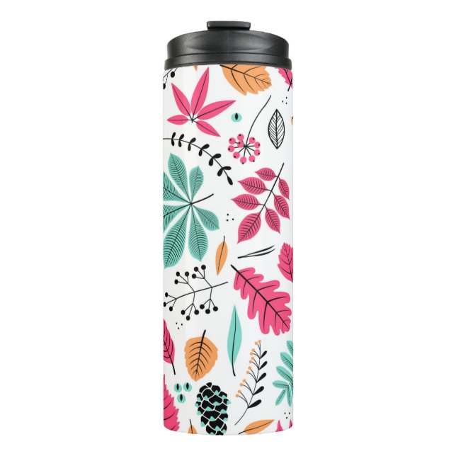 Termo Patrón ininterrumpido de otoño con hoja, hoja de o (Anverso)