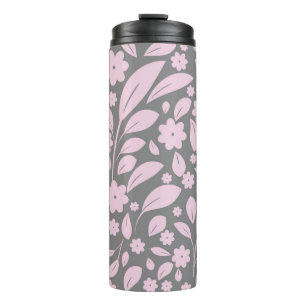 Termo Patrón inmaculado con flores rosadas y pulga