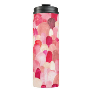 Termo Patrón inmaculado de puntos rosas, rojos y beige. 