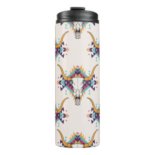 Termo patrón inmaculado de tribal vintage con cráneo tor