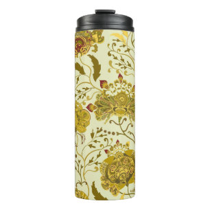 Termo Patrón inmaculado, flores indias grandes paisley.