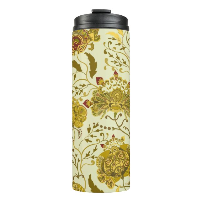 Termo Patrón inmaculado, flores indias grandes paisley.  (Anverso)