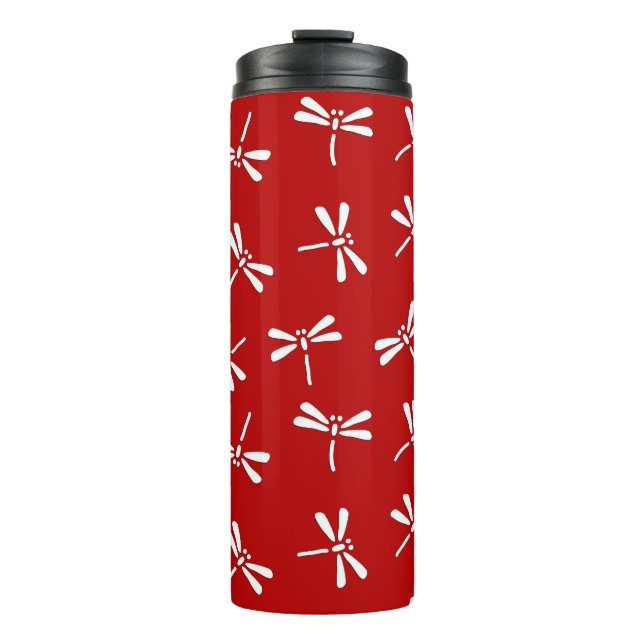 Termo Patrón japonés de libélula, rojo profundo y blanco (Anverso)