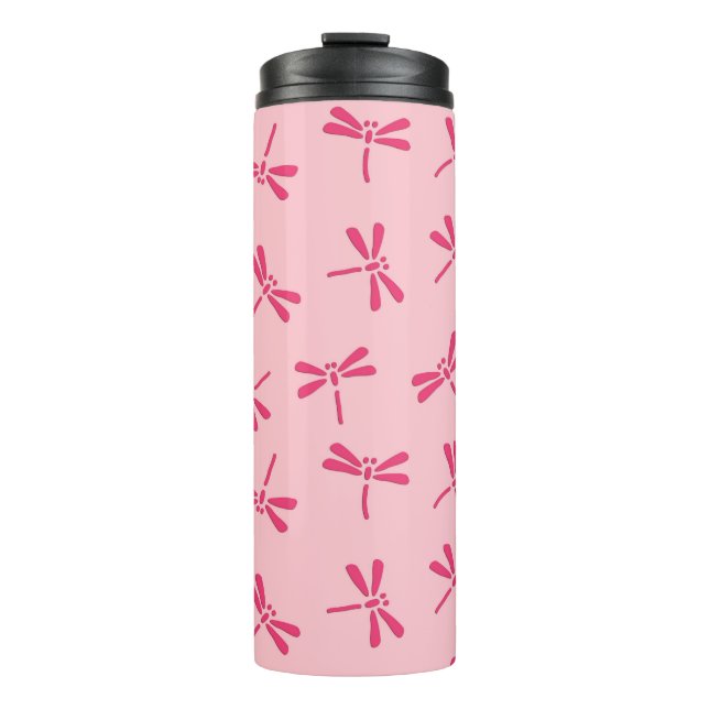 Termo Patrón japonés de libélula, rosa de coral claro (Anverso)