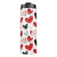 patrón lindo con los corazones pintados acuarela