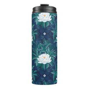 Termo Patrón Lotus de la medianoche blanca