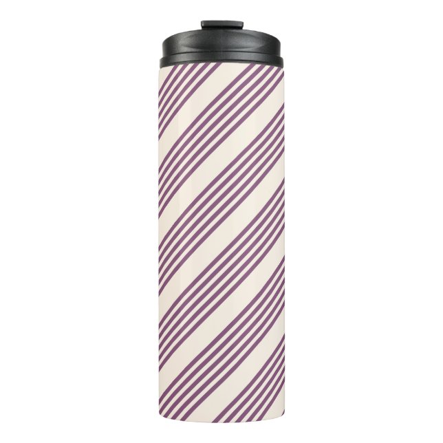 Termo Patrón malva morado y beige de cinco rayas (Anverso)
