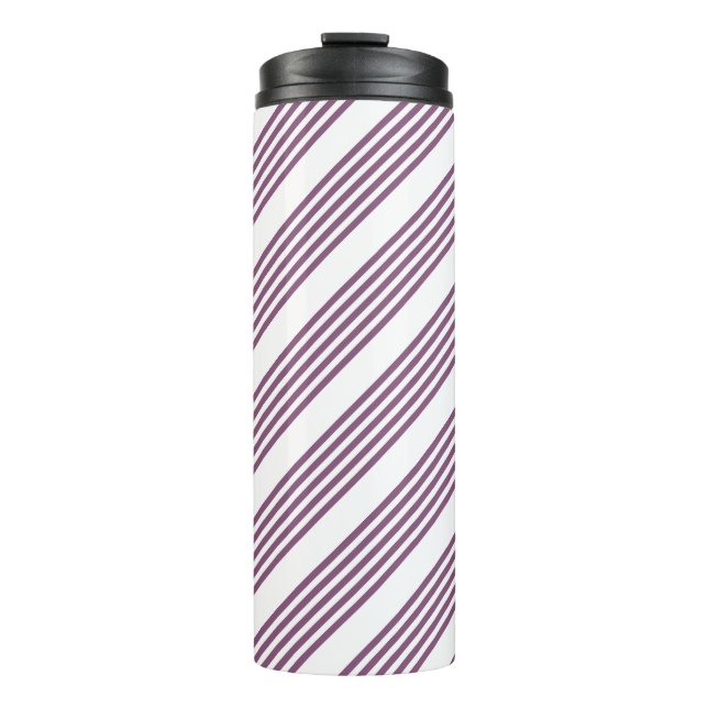 Termo Patrón malva morado y blanco de cinco rayas (Anverso)