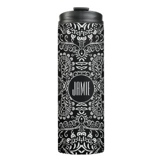 Termo Patrón Mehndi blanco y negro personalizado