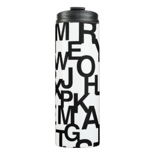 Termo Patrón moderno, abstracto y desordenado con letras