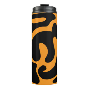 Termo Patrón moderno de forma libre negro y Naranja