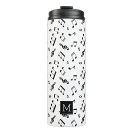 Termo Patrón Monogramado de notas de música divertida