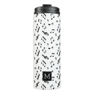 Termo Patrón Monogramado de notas de música divertida