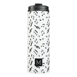 Termo Patrón Monogramado de notas de música divertida