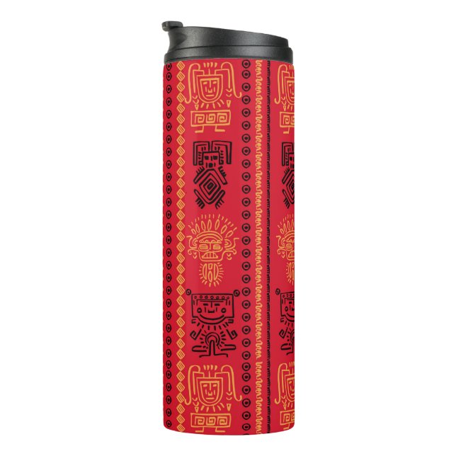 Termo Patrón Nativo Rojo Tribu étnica Boho Cultura (Rotado hacia la derecha)