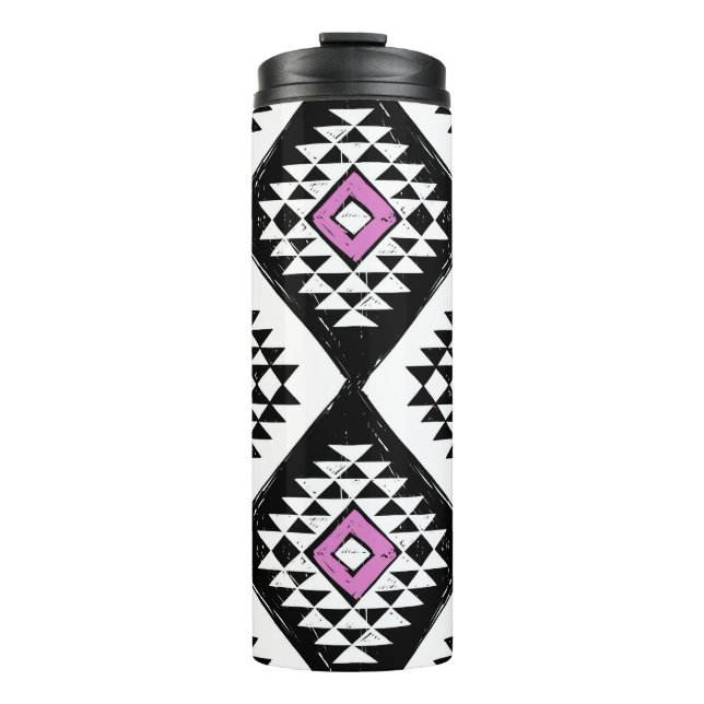 Termo Patrón Navajo tribal blanco negro (Anverso)