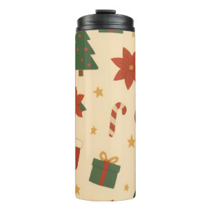 Termo Patrón Navideño Acogedor con Regalos y Árboles