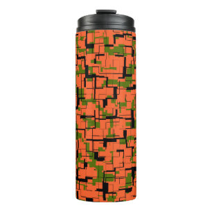 Termo Patrón negro del Naranja verde del camo digital