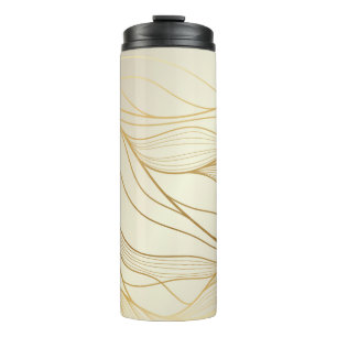 Termo Patrón ondulado de oro. Ornamen lineal dorado de l