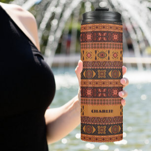 Termo Patrón ornamental tribal de la etnia terracota mod