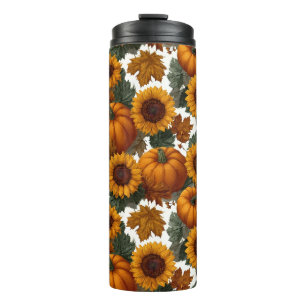 Termo Patrón otoño de calabazas y girasoles