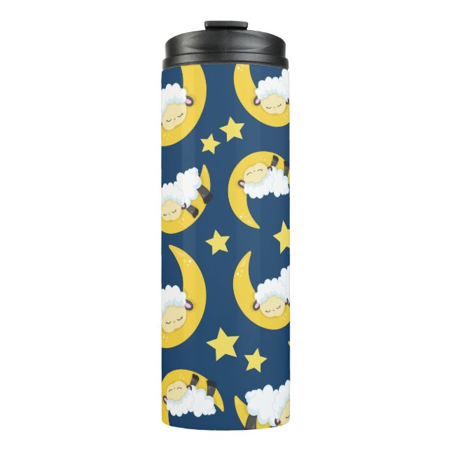 Termo Patrón ovino, oveja durmiente, luna, estrellas (Anverso)