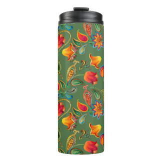Termo Patrón paisajista de flor acuarela